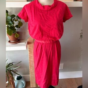 Vintage Cotton Handmade 1940s Red Dress